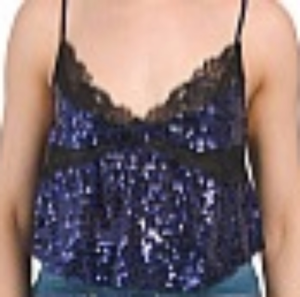 Free PEOPLE Right Rhythm Sequin Cropped Camisole Size Large - Picture 6 of 7